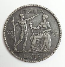 Regno d'Italia 20 lire 1928 Littore Raro VERO falso d'epoca grammi 11 Vittorio E