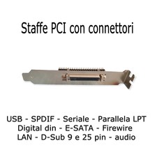 Staffe metalliche PCI con connettori  - USB, SPDIF, Seriale, LPT, E-SATA, LAN...