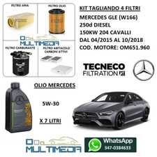 TAGLIANDO 4 FILTRI OLIO ORIGINALE 5W30 MERCEDES GLE (W166) 250d 150KW 204 CV