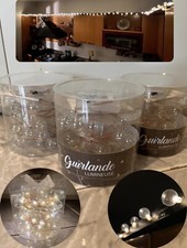 Set 3 Luci Natale Led 30 Palle Vetro cavo 3 Metri Pile Bianco Caldo Decorazione