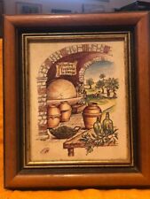 Quadro antico frantoio in pietra Mestieri Olio Oliva