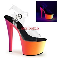 SEXY sandali FLUORESCENTI arcobaleno plateau tacco 18 da 35 a 42 fashion GLAMOUR