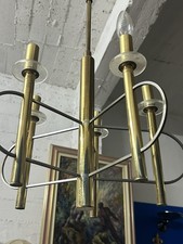 Lampadario Gaetano Sciolari Ottone E Vetri A 5 Luce Come Da Foto 