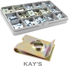 100 PEZZI ASSORTITI KIT DADI A U CLIP A GUGLIA FISSAGGI VELOCITÀ DADI ALETTA ZINCO E GIALLO