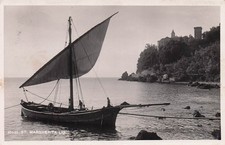 32-111) CARTOLINA SANTA MARGHERITA LIGURE BARCA A VELA ANIMATA VIAGGIATA GENOVA