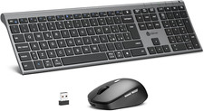 Tastiera e mouse wireless doppia modalità BT+2.4G QWERTY IT ricaricabili PC Mac