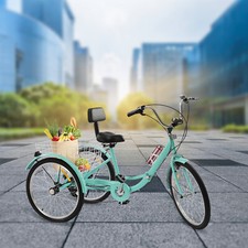 Bicicletta pieghevole 7 velocità 24 pollici 3 ruote per adulti triciclo con cestino della spesa