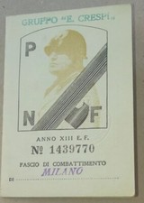 Tessera fascista PNF Milano