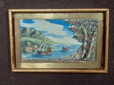 PICCOLA PLACCA DI RAME DIPINTA IN CORNICE ORIGINALE