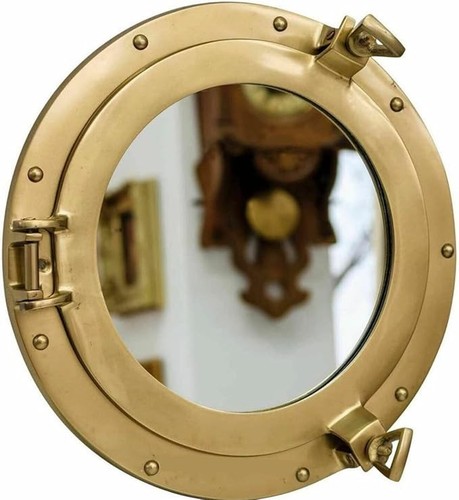 Specchio oblò ottone lucido - , |