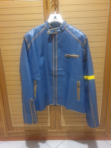 Giubbino pelle blu - pelle,