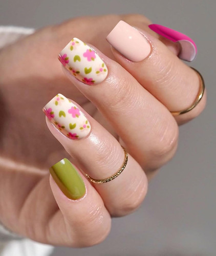 Unghie gel adesive fiore - unghie,