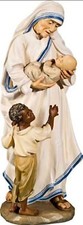 STATUA SANTA MADRE TERESA DI CALCUTTA CM 13 SCOLPITA IN LEGNO DELLA VALGARDENA