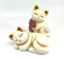 Set 2 statuine vintage in ceramica Thun Italy gatti natalizi italiani