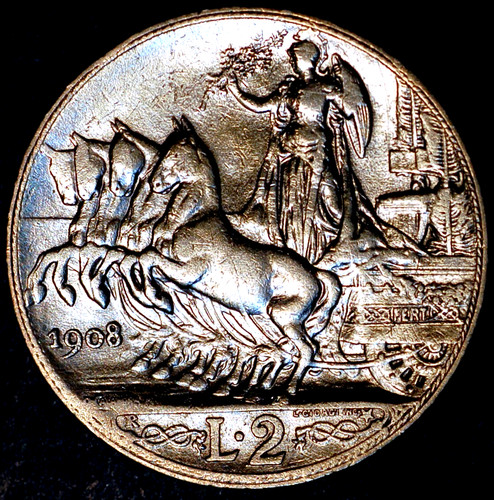 Italia lire 1908 - lire, vittorio