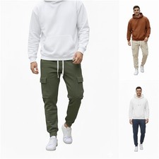 Pantaloni tuta Uomo Invernali Cotone Felpati Con Tasche Laterali Tasconi cargo