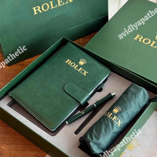 Rolex green gift set - rolex, notebook