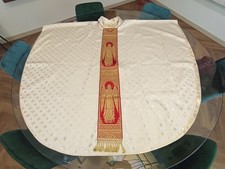 Casula Chasuble Sacerdote Bianca In Tessuto Misto Chiesa