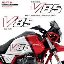 2 adesivi serbatoio compatibili con MOTO GUZZI V85 TT rosso e nero lucido VT B4