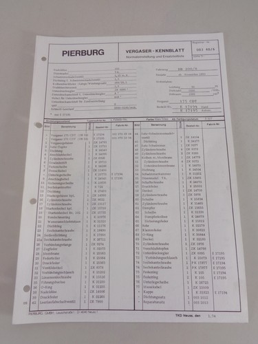 Fogli catalogo ricambi - catalogo,