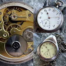 ✩ Antico orologio da tasca BJORN / ZENITH [argento 0,800] vecchio 15 gioielli