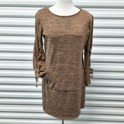 Tacera sweater dress brown - tacera,