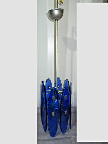 Ancien lustre verre bleu - verre, de