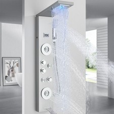 Pannello Colonna Doccia LED idromassaggio acciaio inox doccetta cascate soffione
