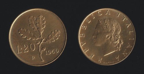 Lire 1969 ramo quercia - ramo,