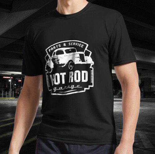 Shirt hot rod garage logo - rod,