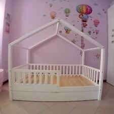 Letto bambino Montessori  95CMX170CM LEGNO BIANCO CON DOGHE FISSE COME NUOVO