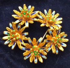 UNOAERRE SPILLA antica 10 grammi ORO giallo 18kt 750 made in Italy Smalti Brooch