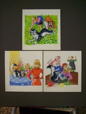 ANTONIO D'AGOSTINI  3 bozzetti animali favole MALIPIERO 1976