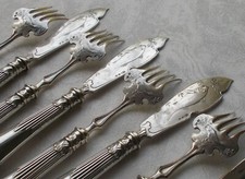 Raro Esclusivo 12-tlg. Posate da Pesce 84 Zolotniki Argento Russl. Varsavia