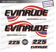 Adesivi calandra motore marino fuoribordo Evinrude 225 ficht ram gommone barca