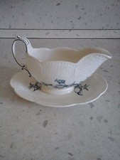 Salsiera con piatto incorporato in ceramica inglese Wedgwood - decoro Mennecy