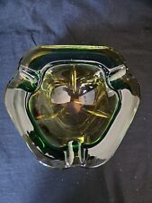 Portacenere vetro murano giallo sommerso verde design 1970 Vintage Posacenere