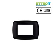 Placca 3 Posti Colore Nero Compatibile Con Bticino Living Light Plastica Bombata