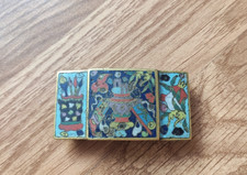 Antique Brass Cloisonné Enamel Belt Buckle – Oriental Floral Design, China/Tibet