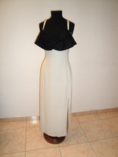 FUORI TUTTO! VESTITO LUNGO SERA MODA SEXY 44 beige - fiocco raso nero spalline