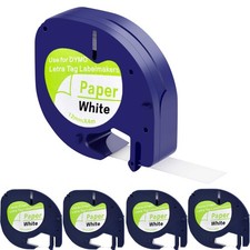 Nastro per etichette compatibile con DYMO LetraTag White Paper Refill 91330