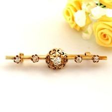 Spilla vintage 18k 750 vero oro rosa e naturale vecchio taglio miniera DIAMANTE punta