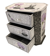 PORTAGIOIE ARMADIETTO 3 CASSETTI PORTAGIOIELLI IN CARTONCINO CM 17 X 10 H 16