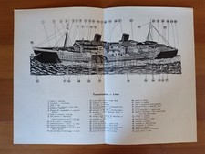 set 3 tavole vintage con disegni di velieri/navi