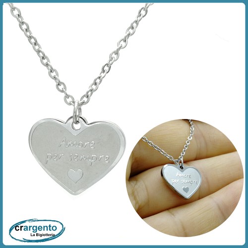 Collana cuore colore argento - collana,