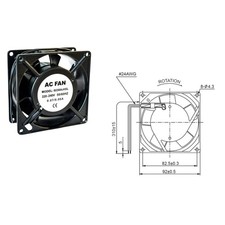 VENTILATORE QUADRATO VENTOLA RAFFREDDAMENTO FRIGO 92 X 92 MM 220VOLT