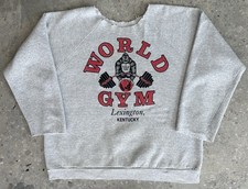 FELPA VINTAGE WORLD GYM LEXINGTON KENTUCKY ANNI 80 PULLOVER MAGLIONE XXL ORO