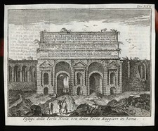 Stampa antica origin. Vestigi della Porta Nevia ora detta Porta Maggiore in Roma