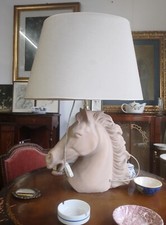 Antica vecchia Lampada abat jour statua scultura testa di Cavallo bianco bianca 