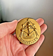 1958 FIERA MONDIALE ATOMIO BRUXELLES ATOMICA SPACE AGE MOLECOLA MEDAGLIA INDIPENDENTE